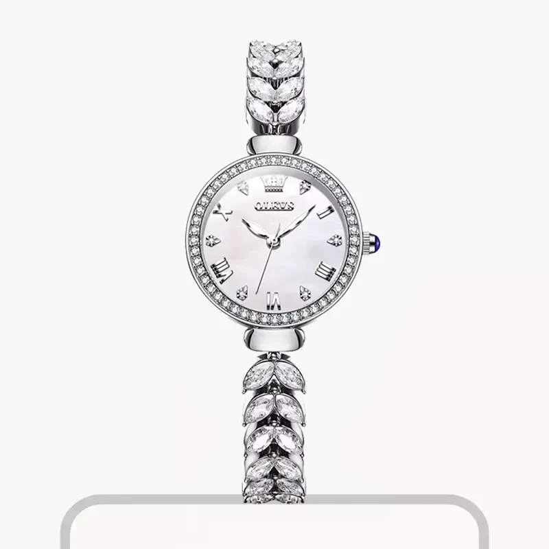 Olevs Luxurious Silver Dial Fashion Ladies Watch- 9971